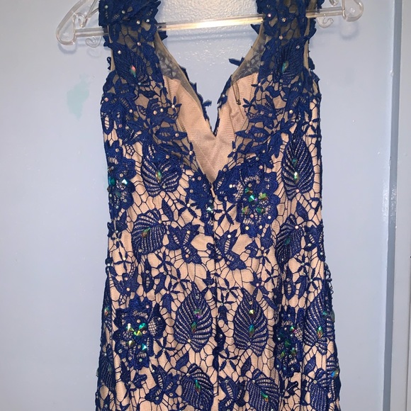 Gorgeous size 6 ROYAL blue/beige dress - Picture 5 of 7